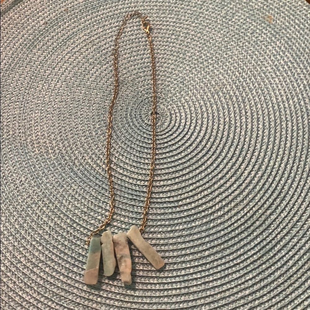 Annake green necklace on gold chain